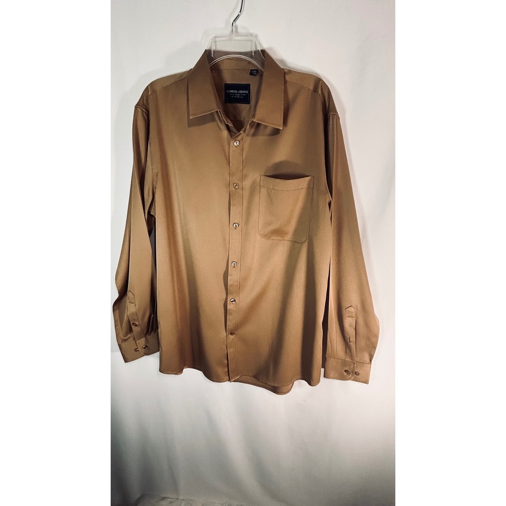 Alimens & Gentle Flex Mens Dress Shirt Tan Long Sleeve L-Tall Wrinkle Free - Picture 5 of 13